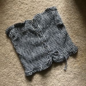 gingham lace-up tube top